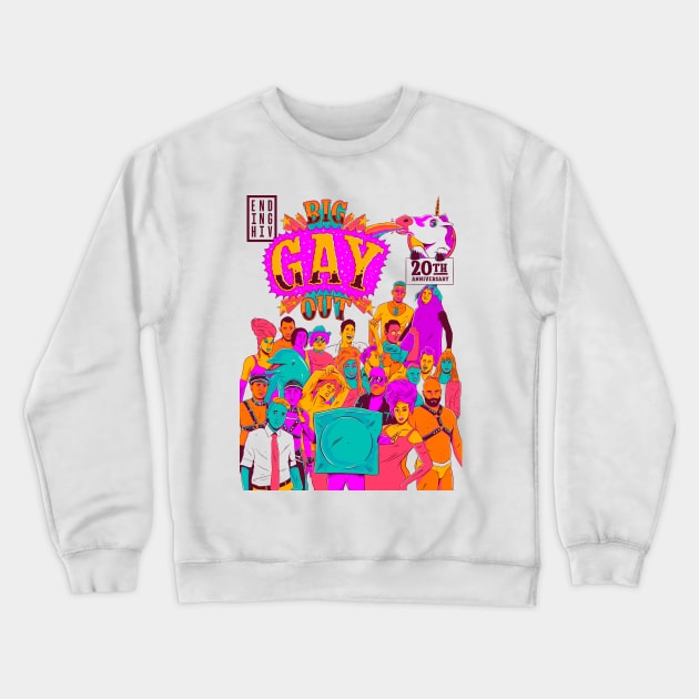 Ending HIV Big Gay Out - 20th Anniversary Crewneck Sweatshirt by EndingHIVNZ